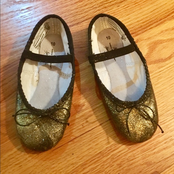 Black and Gold Glitter Ballet Shoes - Picture 2 of 8